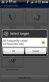 HistoryEraser - Contacts Menu picture