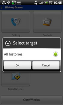 History Eraser - Browser Menu