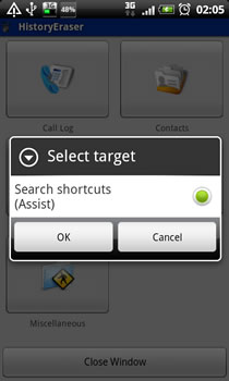 History Eraser - search shortcuts menu picture