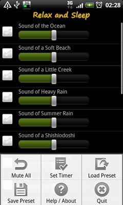 Relax and Sleep Options