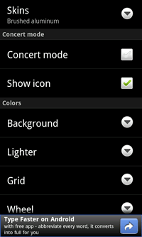 Lighter - settings menu picture