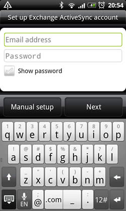 HTC Desire - setup corporate e-mail picture two