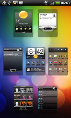 Picture of seven screens on HTC Desire