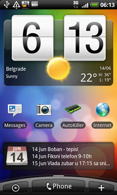 HTC Desire main screen example